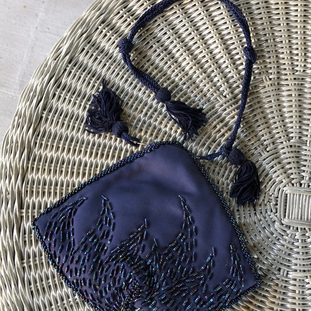 Vintage triangular hand-beaded evening handbag